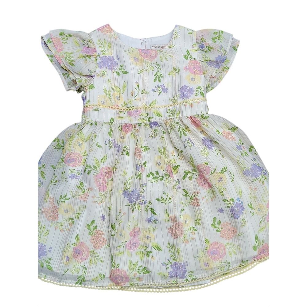 Cynthia Rowley Spring Dress Girls Size 4 Floral Short Sleeve Flowers Flowy